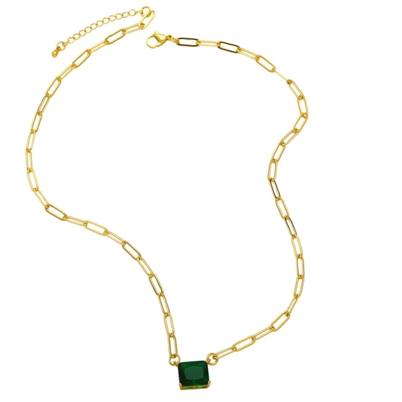 Lux White Gem Paperclip Necklace - Picture 3 of 3